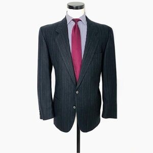 Ted Lapidus Bespoke Grey Pinstripe Sport Jacket | Exposed Wool | 44